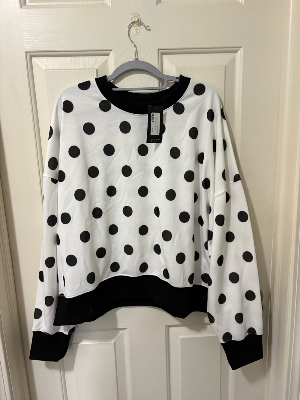 Women's Polka Dot Crewneck Sweatshirt - White/Black